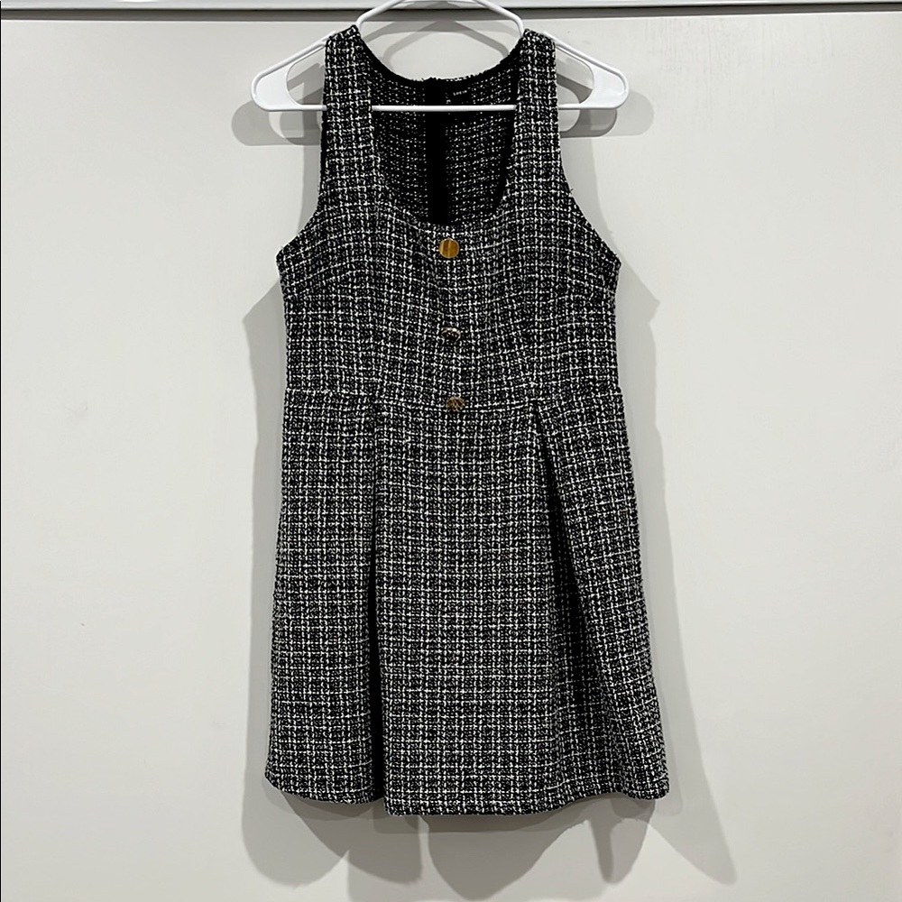 Chic Black and White Tweed Dress